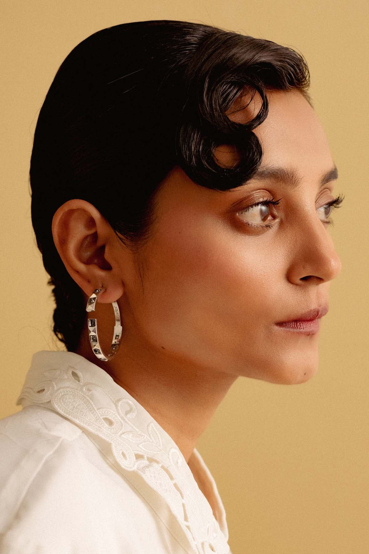 Buy Black Swarovski Crystal Hoops For Women Online at ScrollnShops